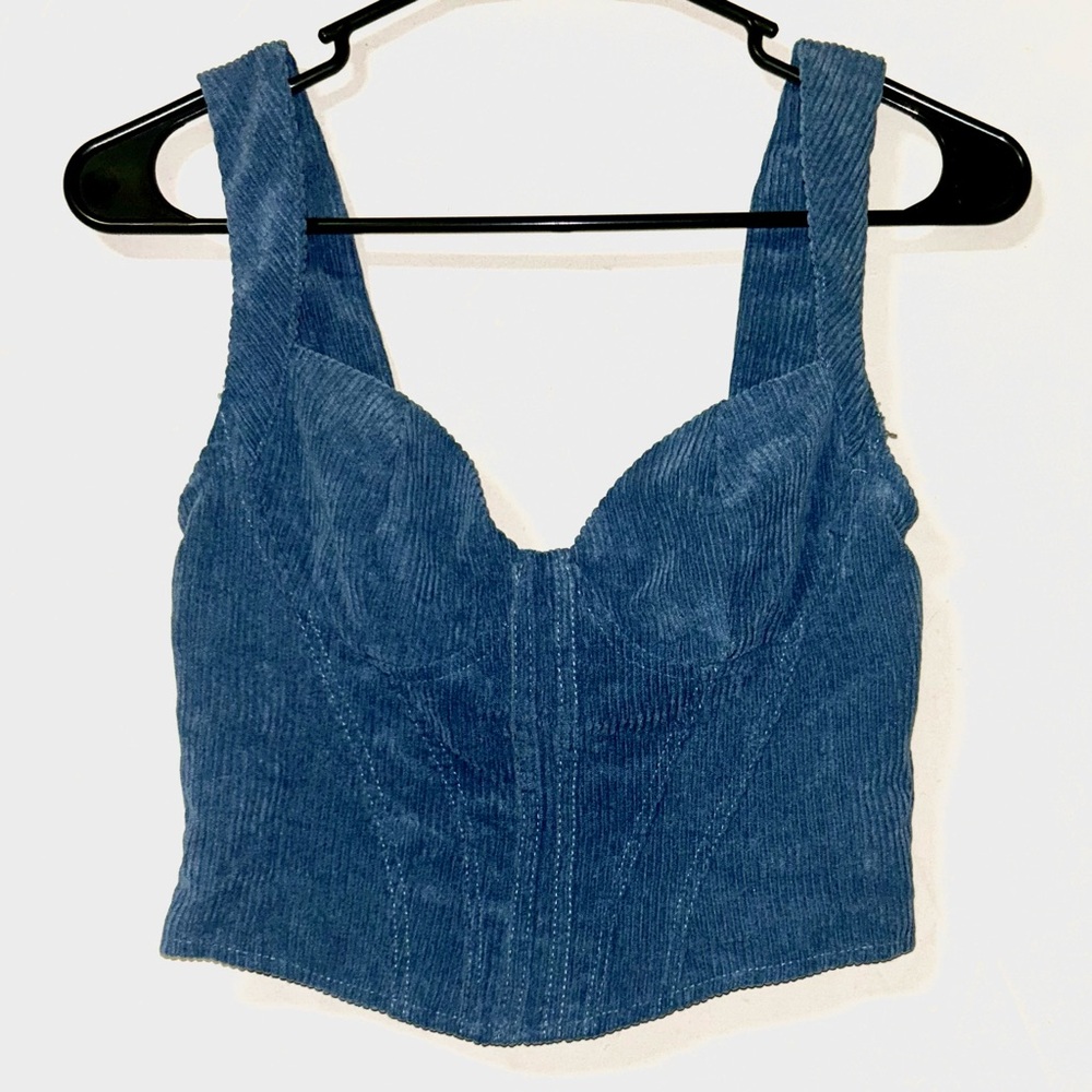 SHEIN Blue Corduroy Crop Top